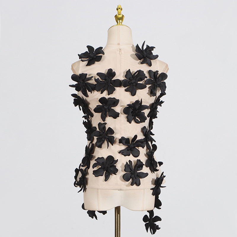 Designer 3D Floral Mesh Vest