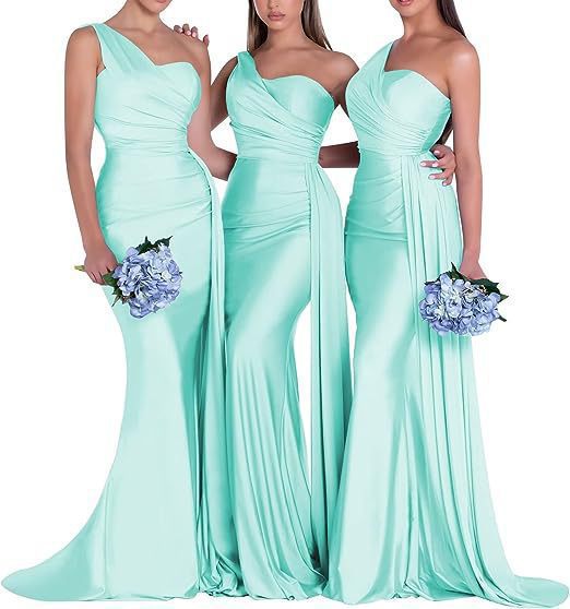 Sexy One Shoulder Mermaid Evening Dresses Bridesmaid Dresses