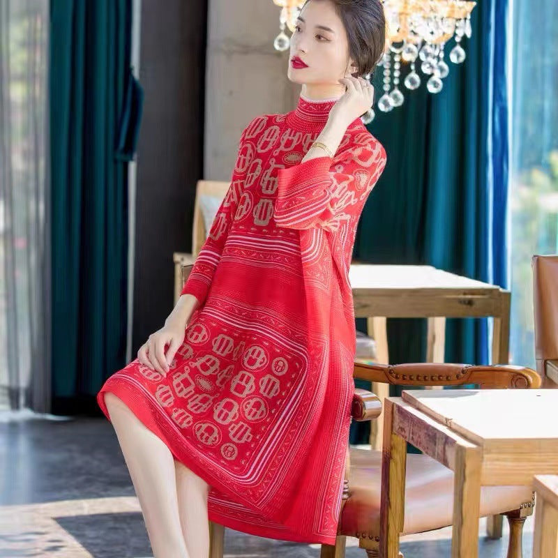 Ethnic High Neck Midi Length Dresses--Free Shipping at meselling99