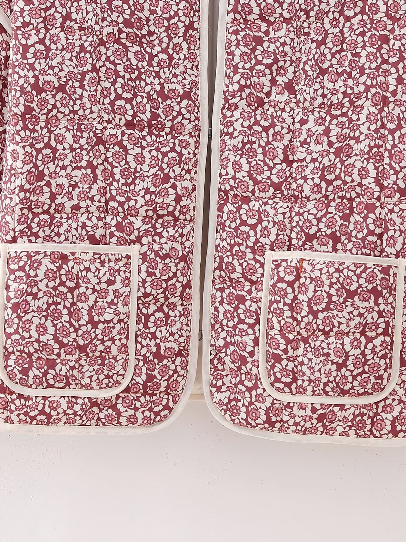 Floral Print Quilted Puffer Coat - Oversized Warm Winter Jacket