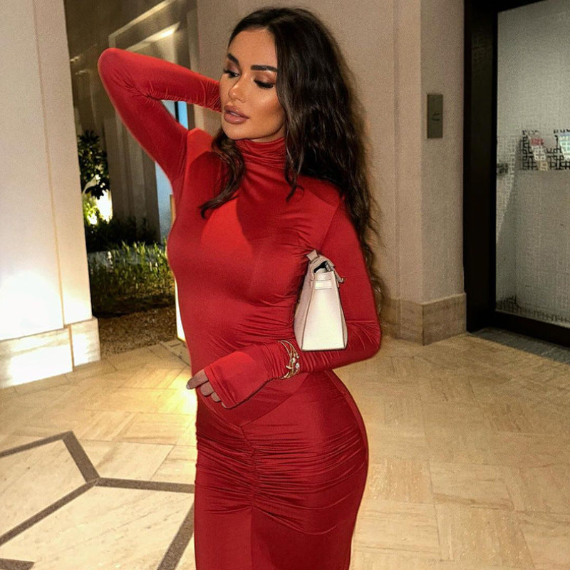 Sexy Stand High Neck Long Sleeves Sheath Dresses