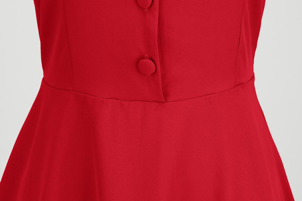 Women's Summer Party Dress with Notch Lapel and Flared Hem