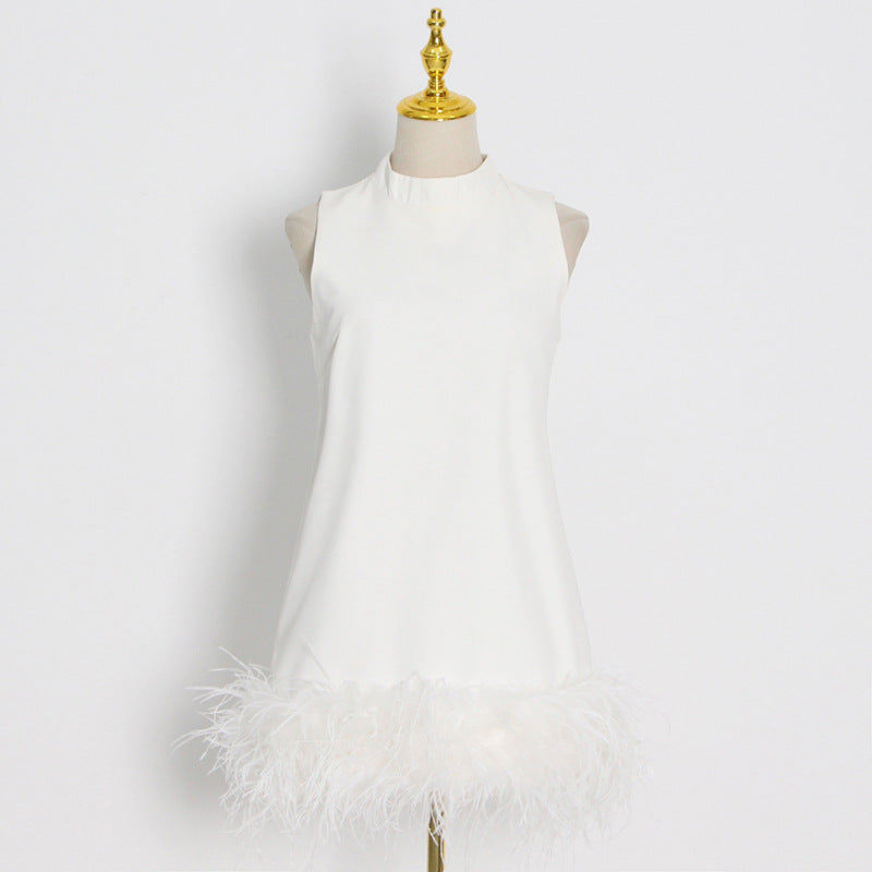 Ostrich Feather A-Line Dress