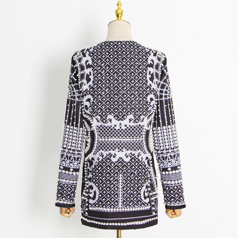 Vintage High-End Beaded Print Blazer