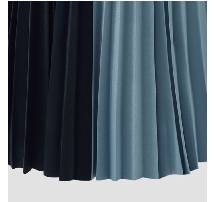 Chiffon Color-Block Pleated Skirt