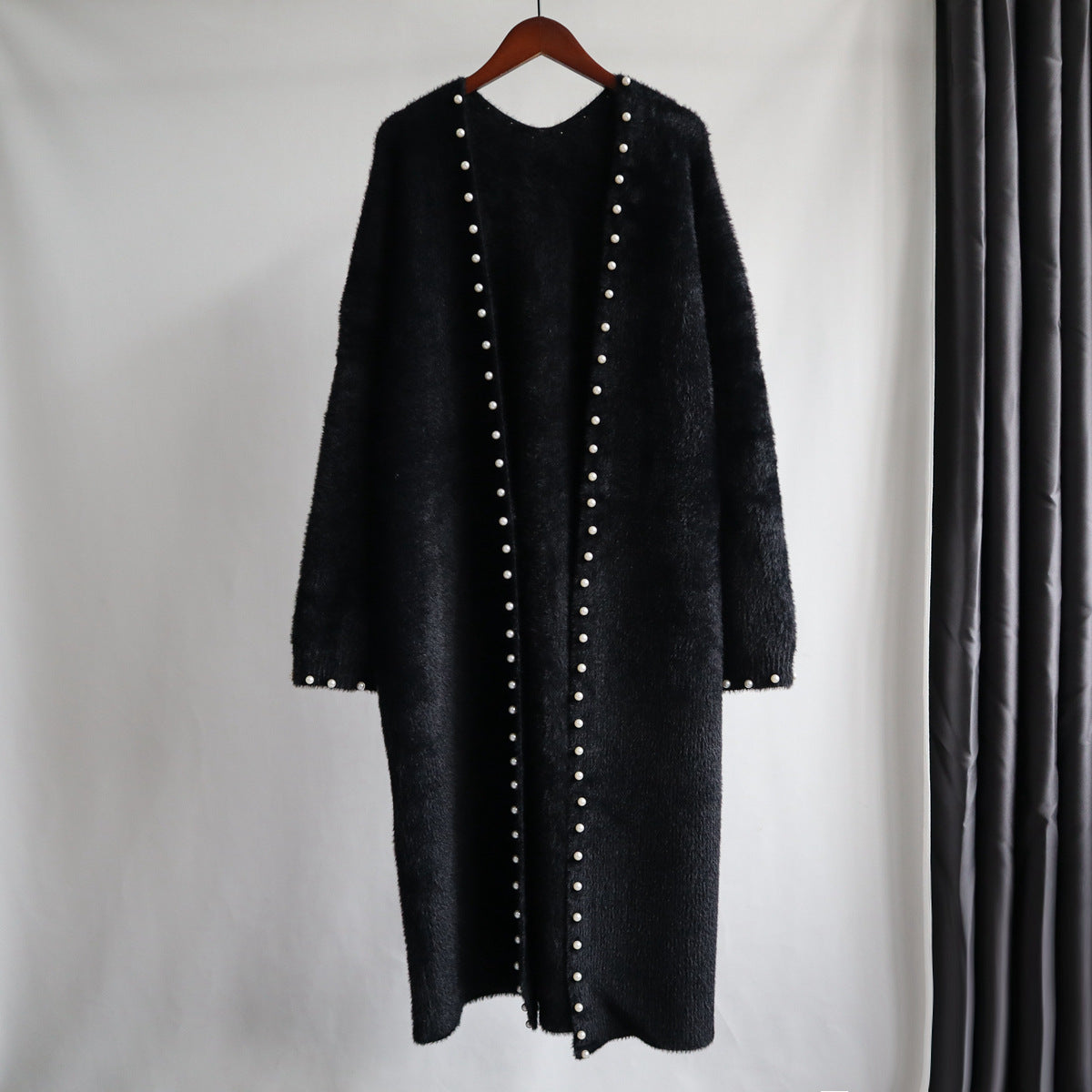 Leisure Mink Wool Winter Long Overcoat for Women