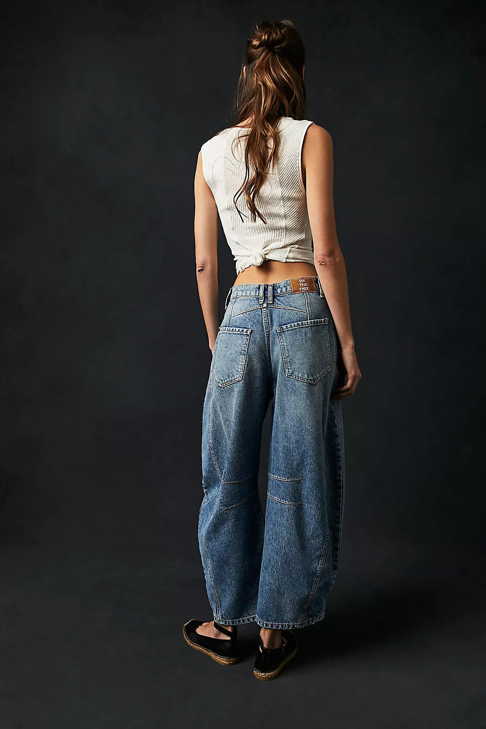 High-Waist Loose Fit Draped Wide Leg Jeans