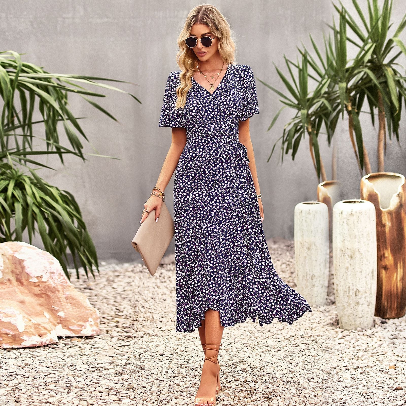 Classy A Line Short Sleeves Long Dresses