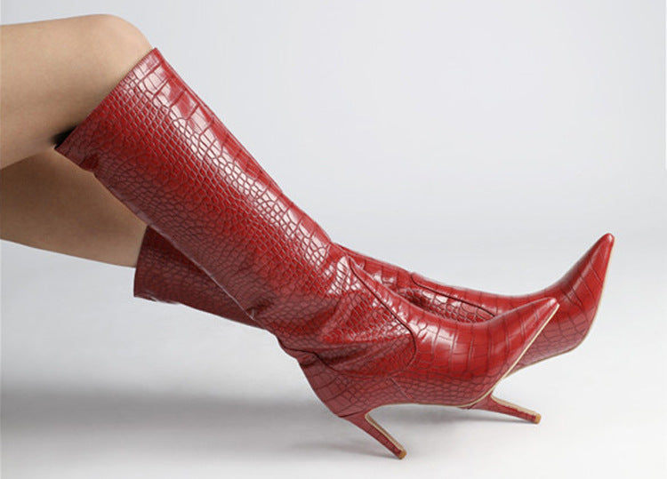 Fashion Peep Toe Crocodile Print Plus Sizes Women Boots