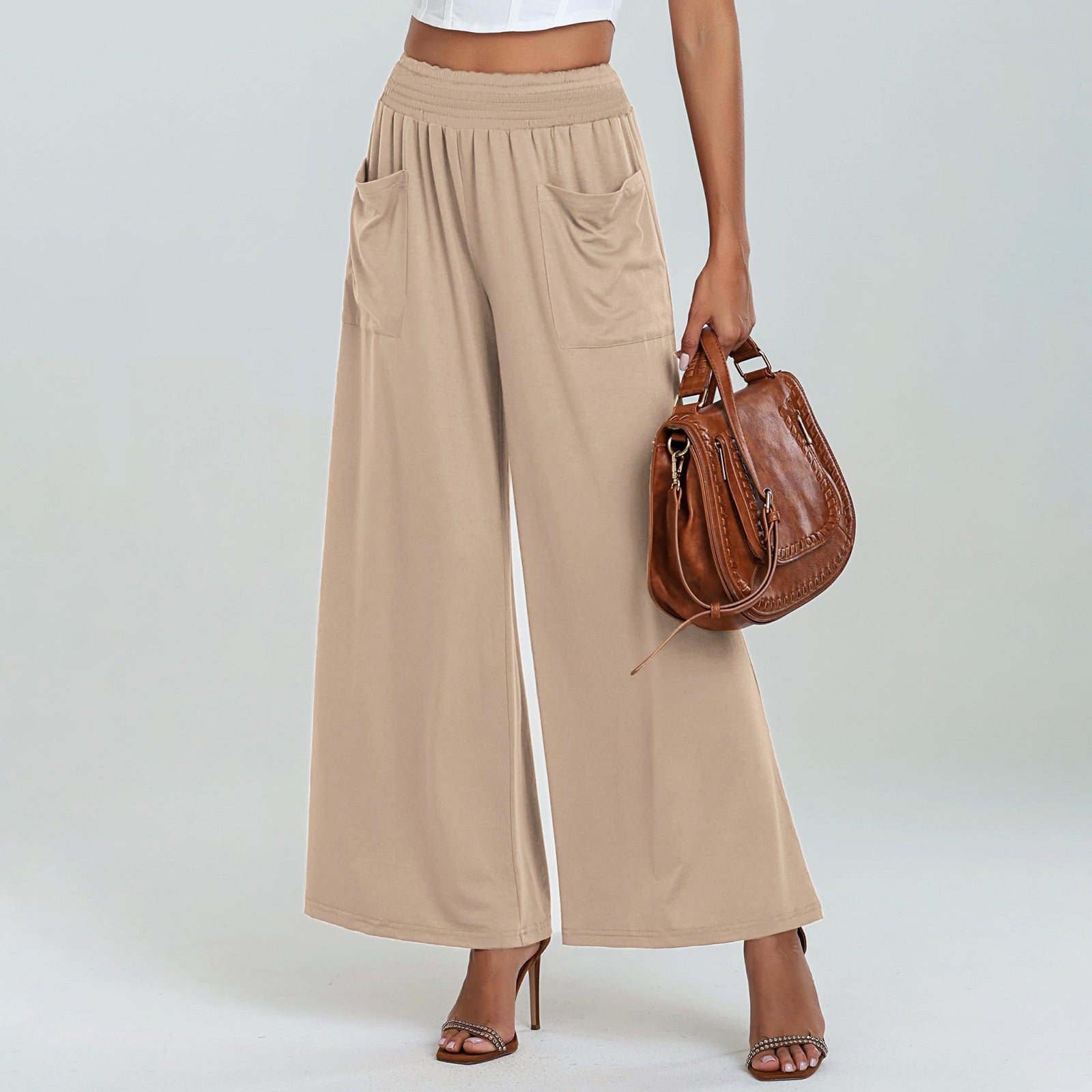 Women's High-Waisted Elastic Waist Casual Pants