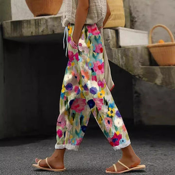 3D Large Print Minimalist Rolled Hem Casual Pants