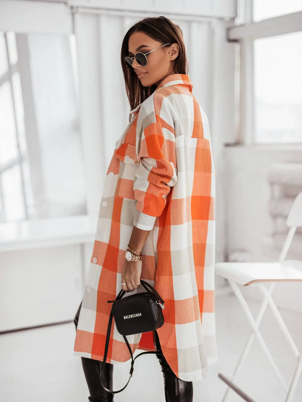 Fashion Colorful Plaid Women Overcoats