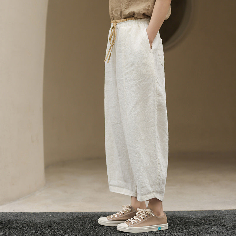 Women's Linen Cropped Palazzo Pants