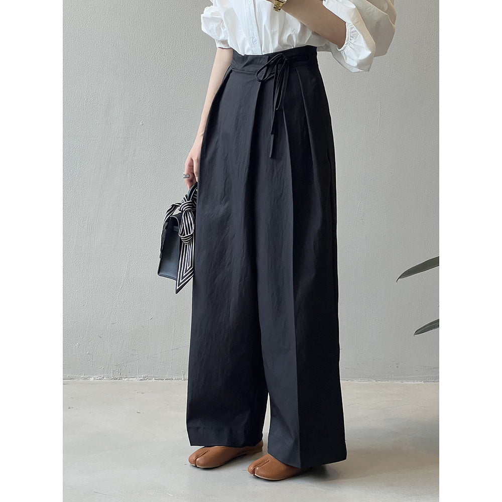 Designer Asymmetric Wrap-Waist Wide Leg Pants