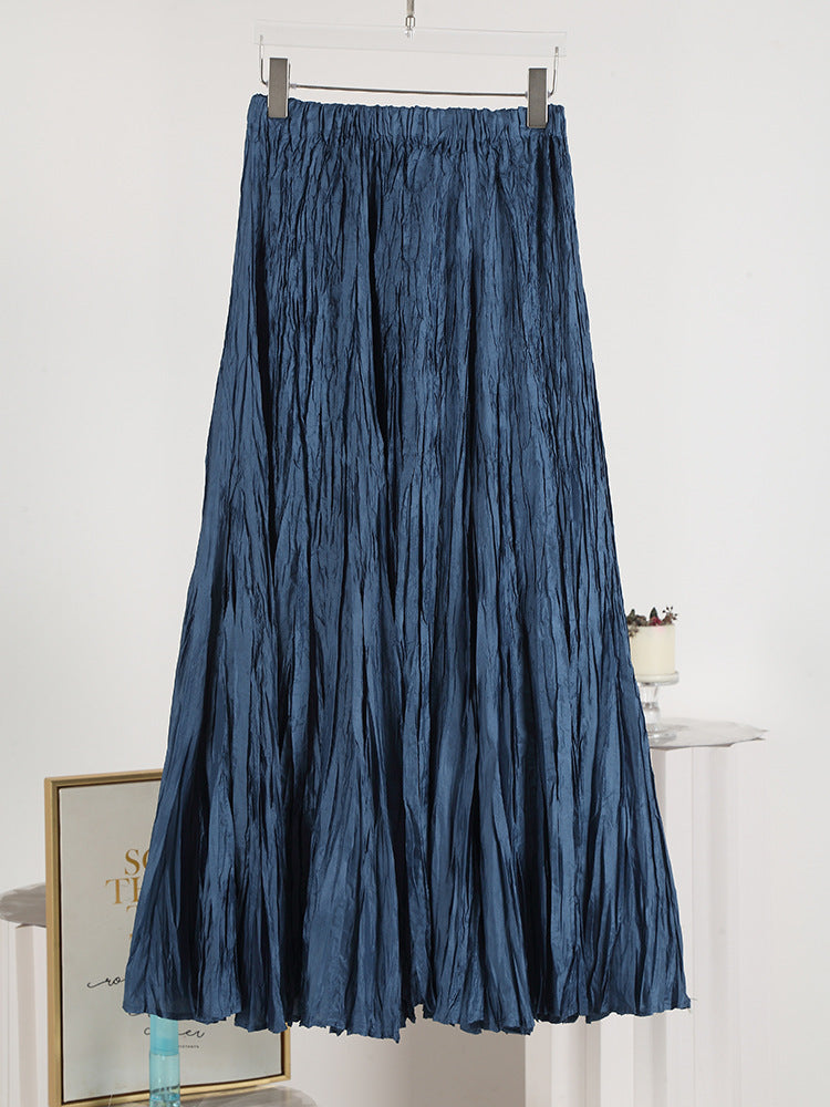 Elegant High-Waisted Solid Color Maxi Skirt