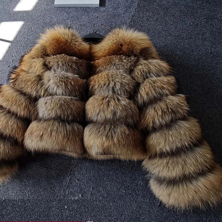 Women's Thickened Faux Fox Fur Spliced Winter Coat