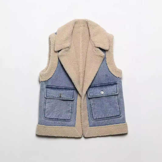 Fashion 2 in 1 Woolen Jacket Vest for Women