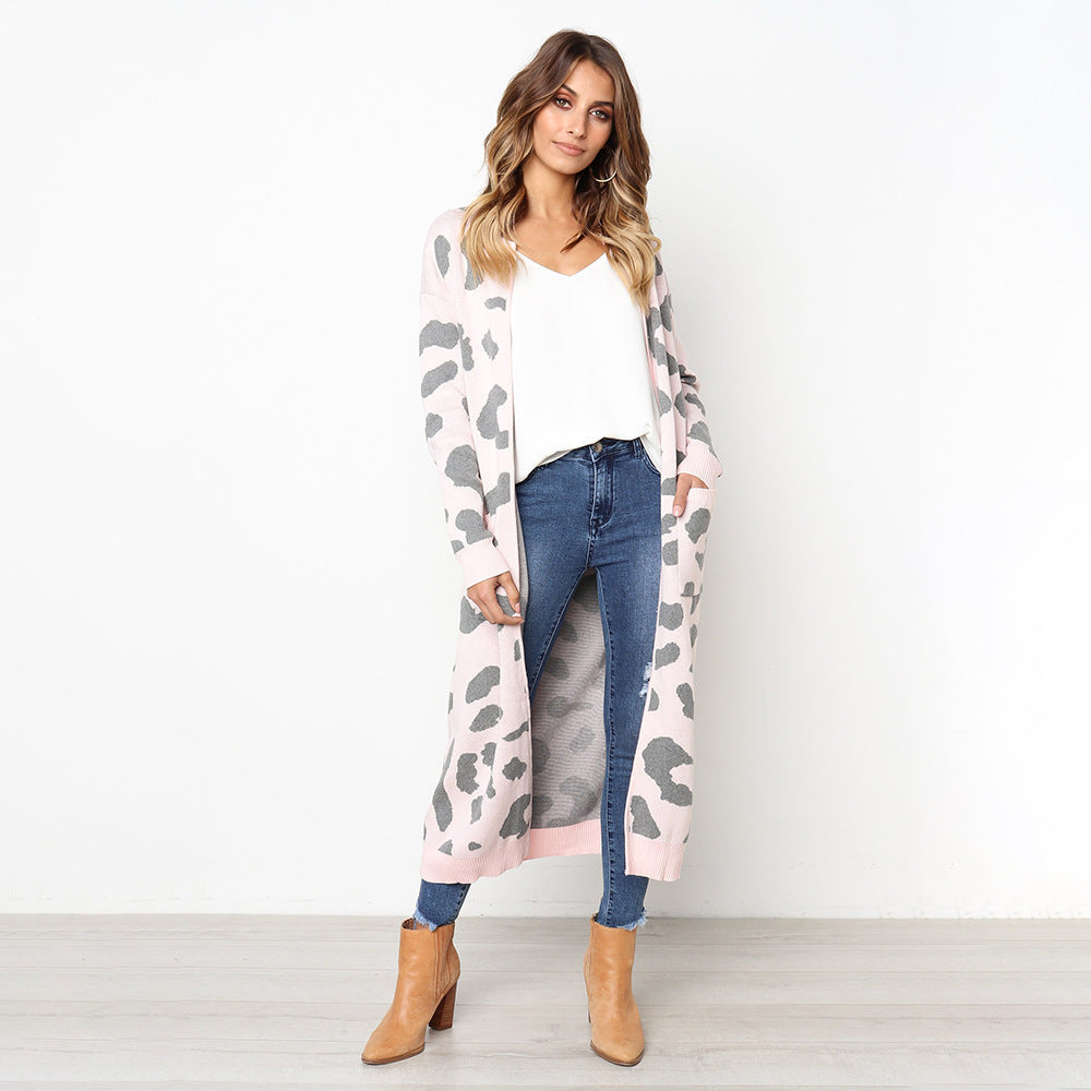 Women's Loose Fit Leopard Print Cardigan