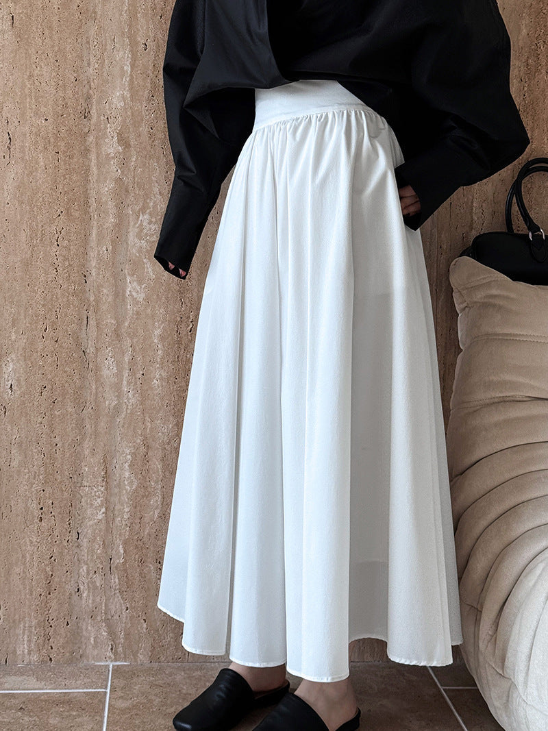 Elegant Pink Midi Skirt – Flowy A-Line Pleated Skirt with High Waist