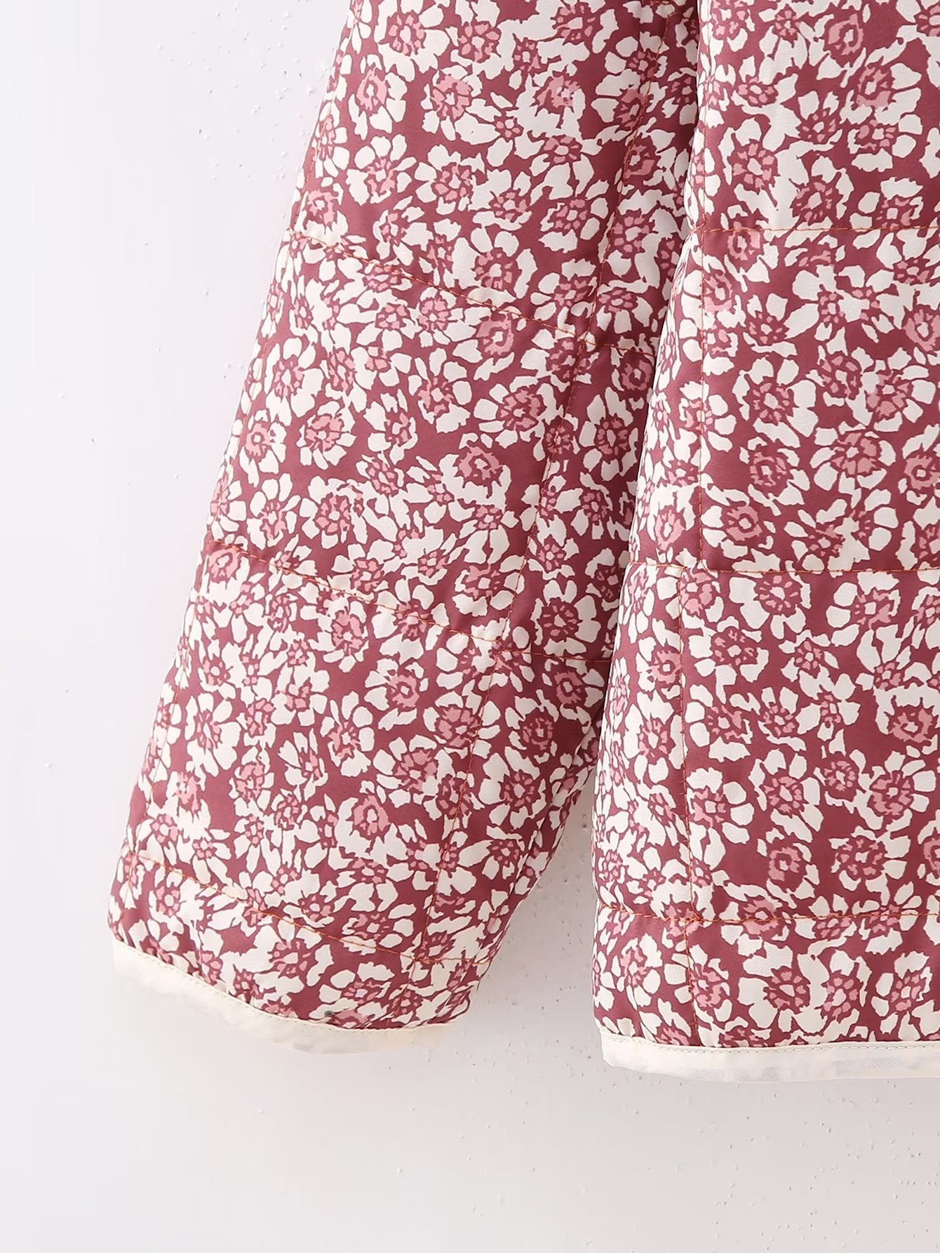 Floral Print Quilted Puffer Coat - Oversized Warm Winter Jacket