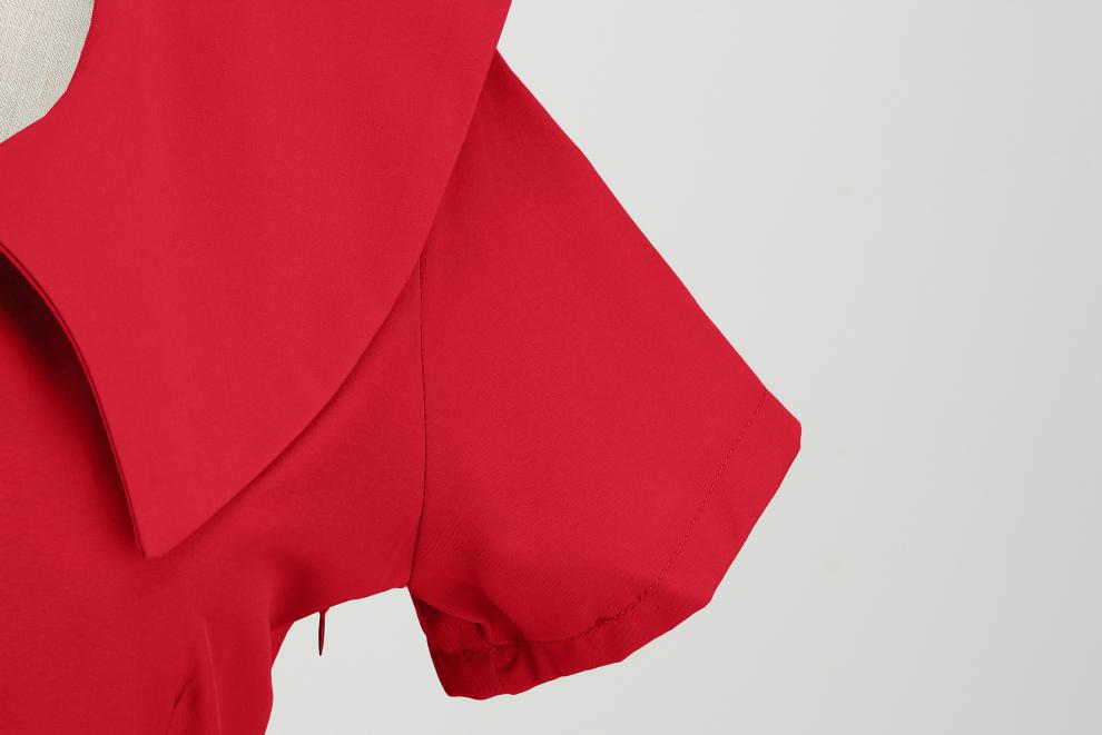 Women's Summer Party Dress with Notch Lapel and Flared Hem