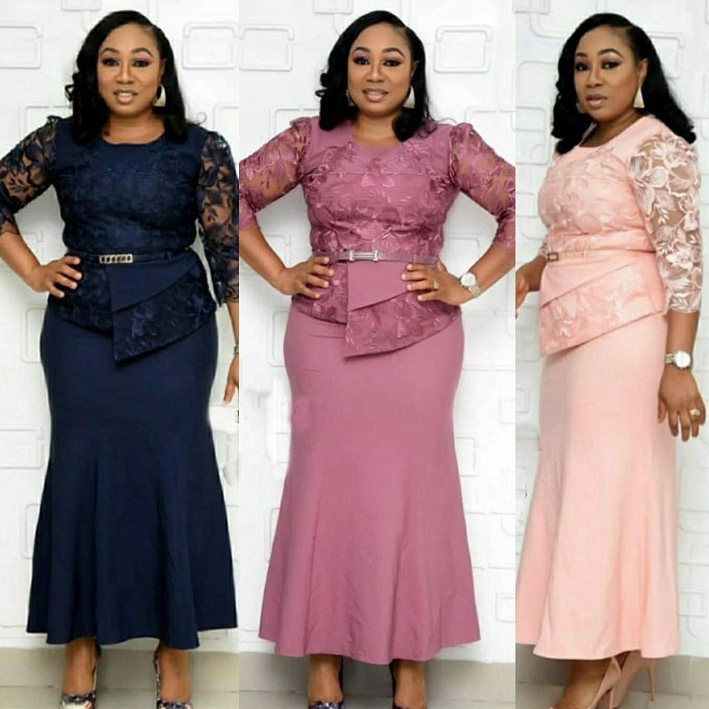 Extra Plus Size Lace Spliced Maxi Dress