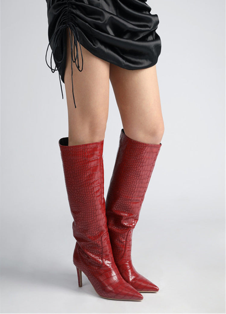 Fashion Peep Toe Crocodile Print Plus Sizes Women Boots