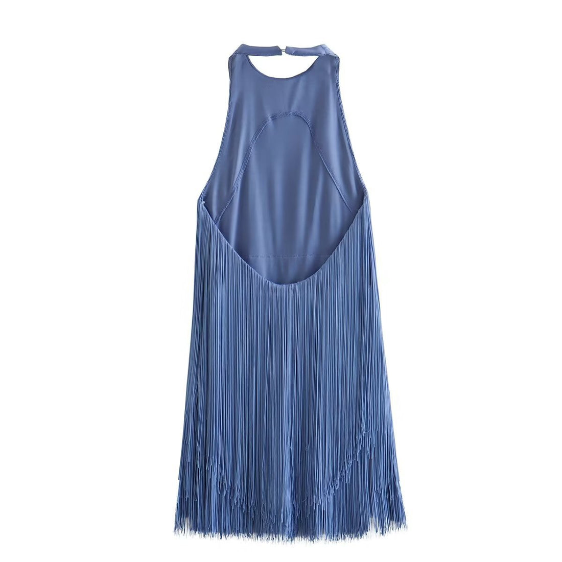 Elegant Halter Neck Fringe Hem Summer Dress