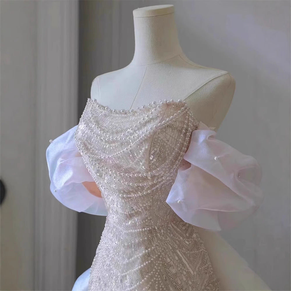 One-Shoulder Light Wedding Dress