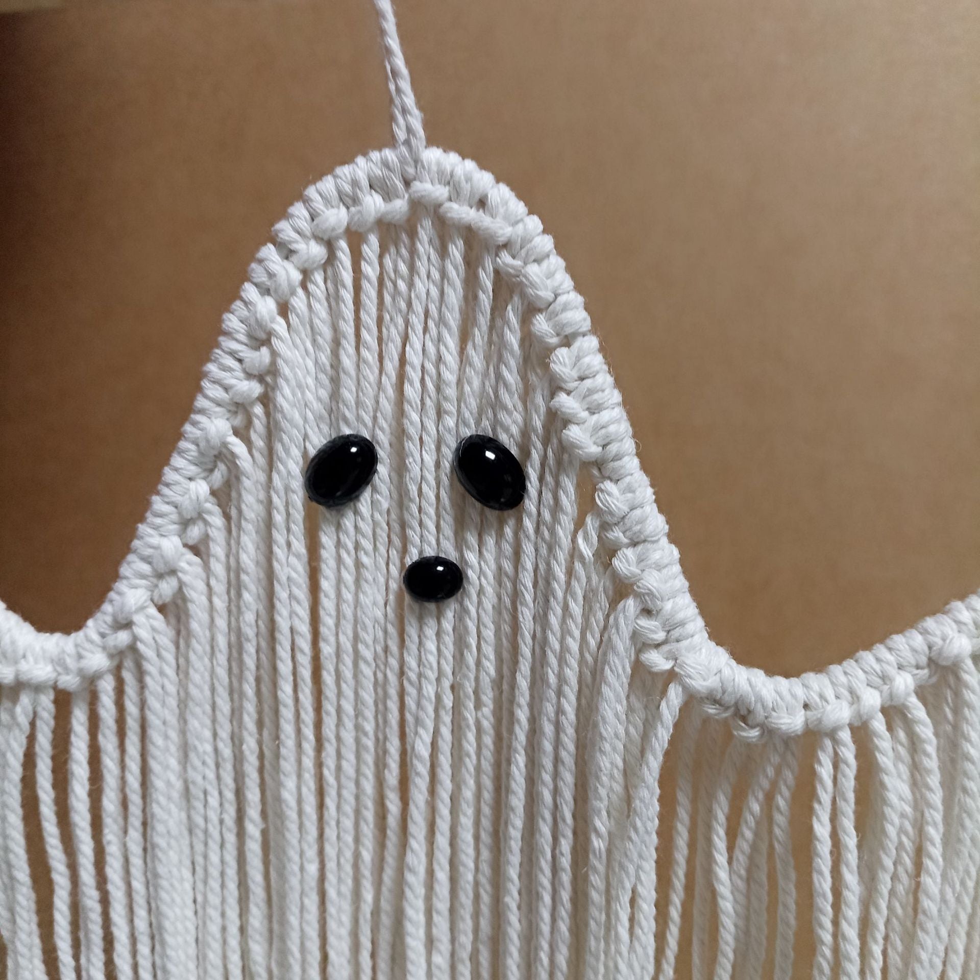 Hand-Knotted Macrame Ghost Halloween Deco