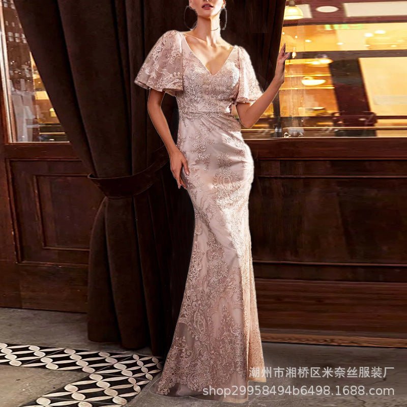 Elegant Handmade Embroidery Plus Sizes Evening Dresses