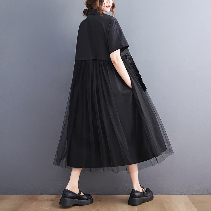 Sexy Summer Tulle Black A Line Long Shirts Dresses-Dresses-Black-One Size-Free Shipping at meselling99