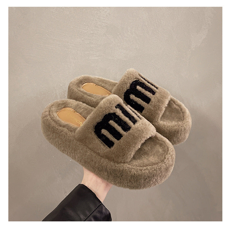 Fashion Women Winter Platform Slippers