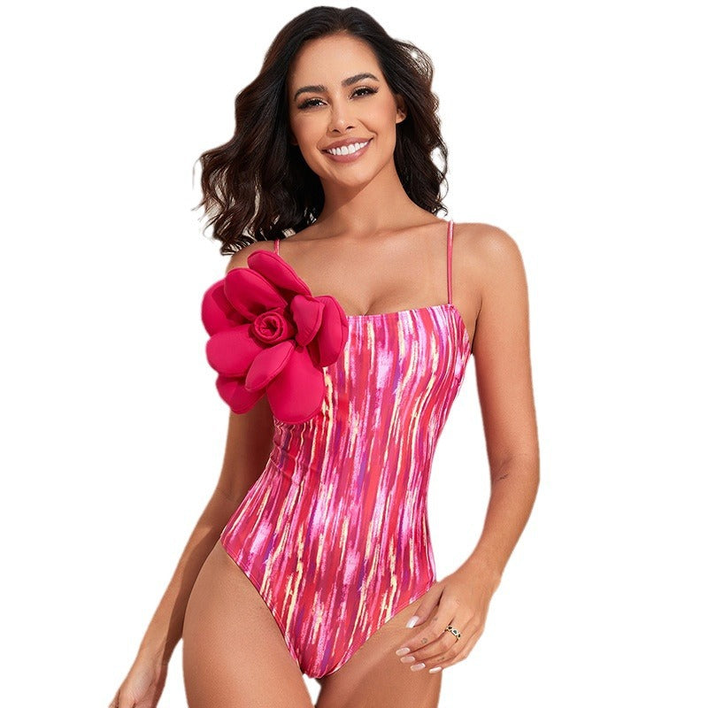 Sexy 3D Flowers One Piece Women Swimsuits