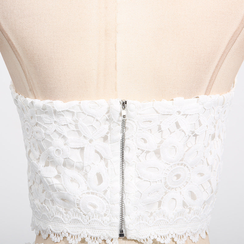 Women's Lace Sleeveless Top & Asymmetrical Skirt Set