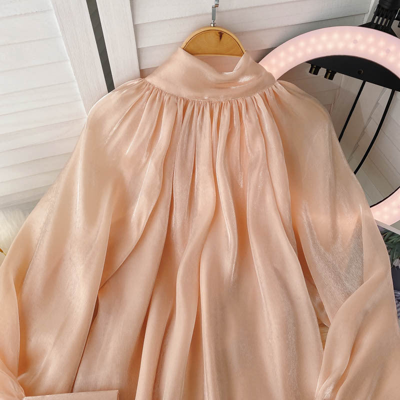 Designer Blouse with Puff Sleeves Women's Shirt, Elegant & Feminine, Soft & Chic