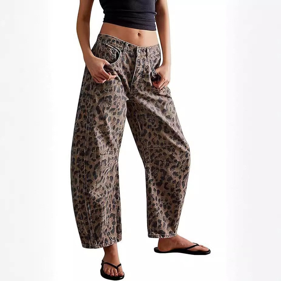 High-Waist Loose Fit Draped Wide Leg Jeans