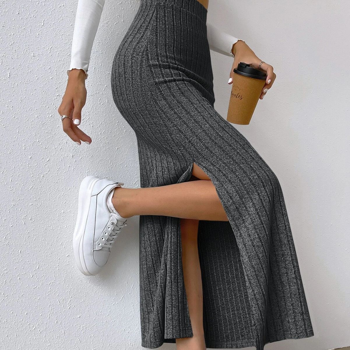 Sexy High Waist Knitted Long Skirts