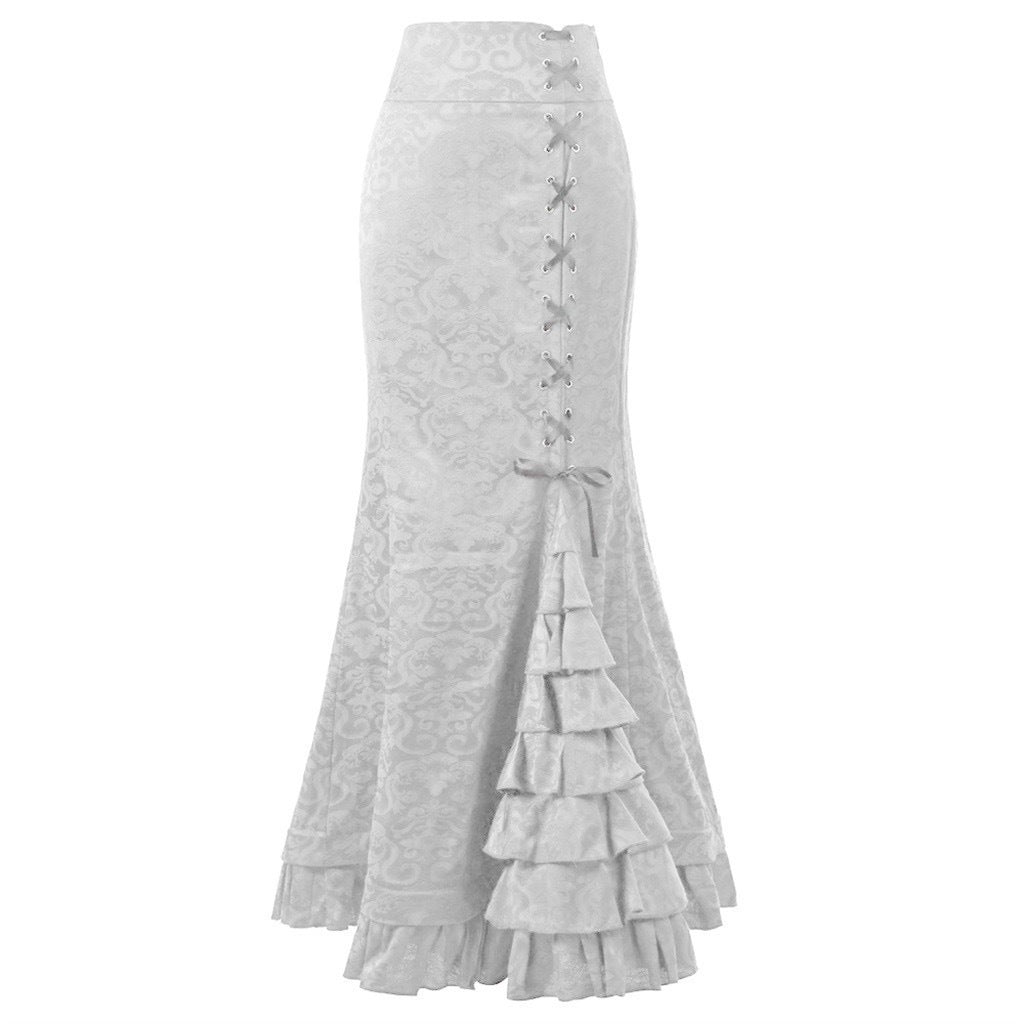 Halloween Women's Gothic Black Plus Size High-Waisted Bodycon Mermaid Maxi Skirt