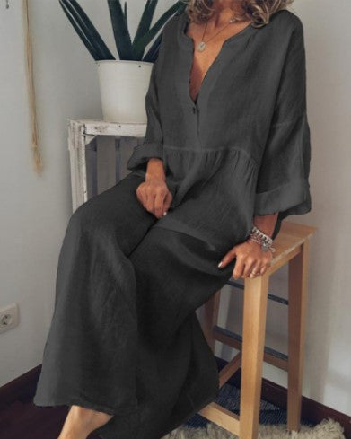 Plus Size Casual Printed Long Sleeve Dress for Women