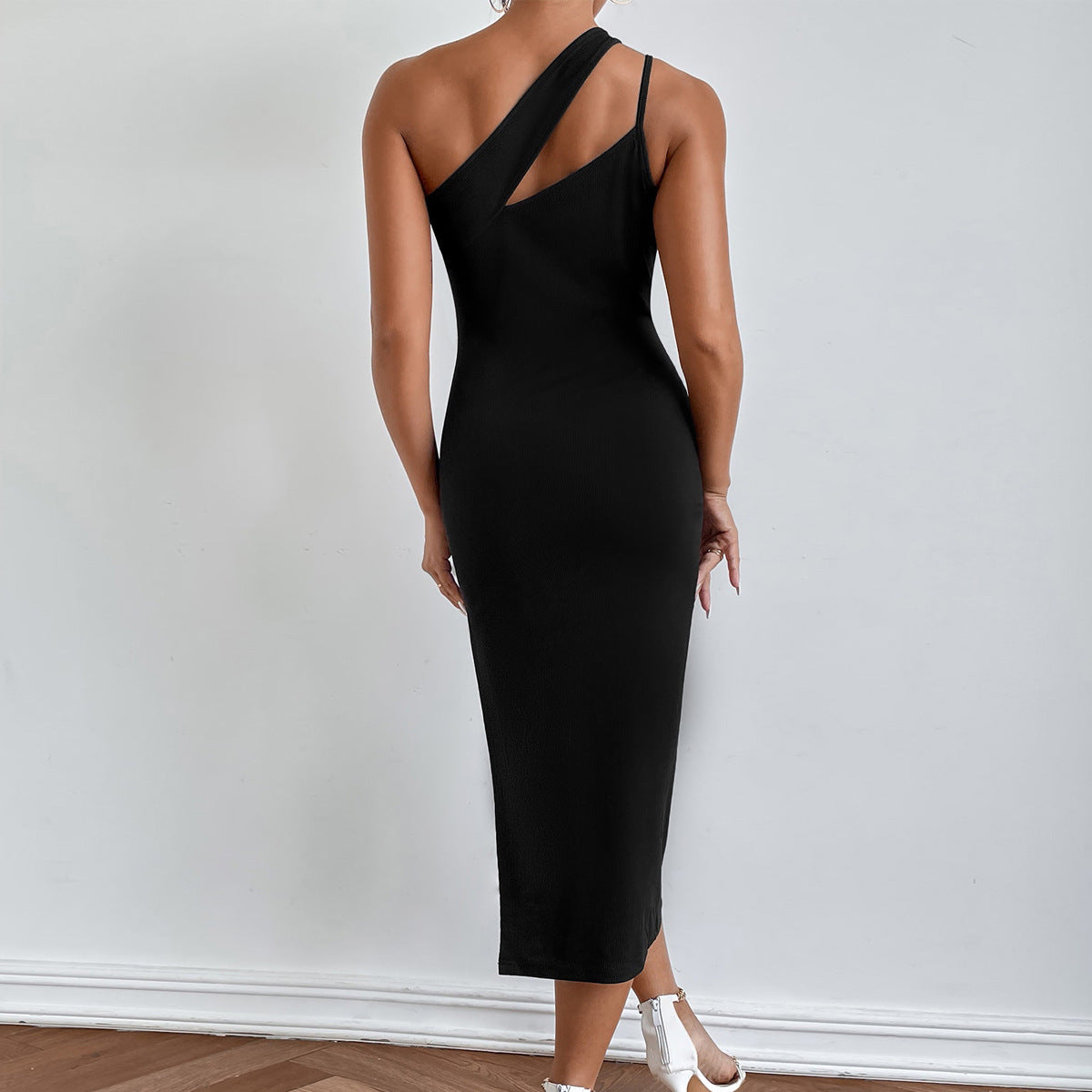 Sexy Black Split Front Bodycon Long Dresses for Women-Dresses-Free Shipping at meselling99