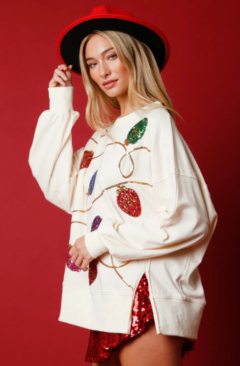 Women's Sparkly Long Sleeve Pullover Hoodie