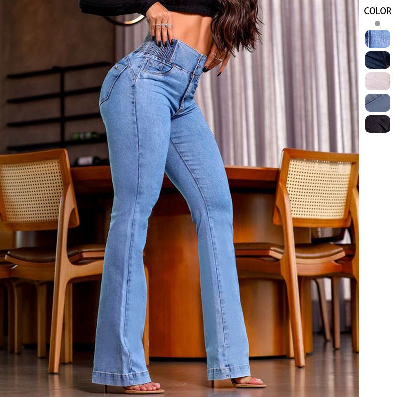 High Waist Stretch Wide Leg Jeans for Women