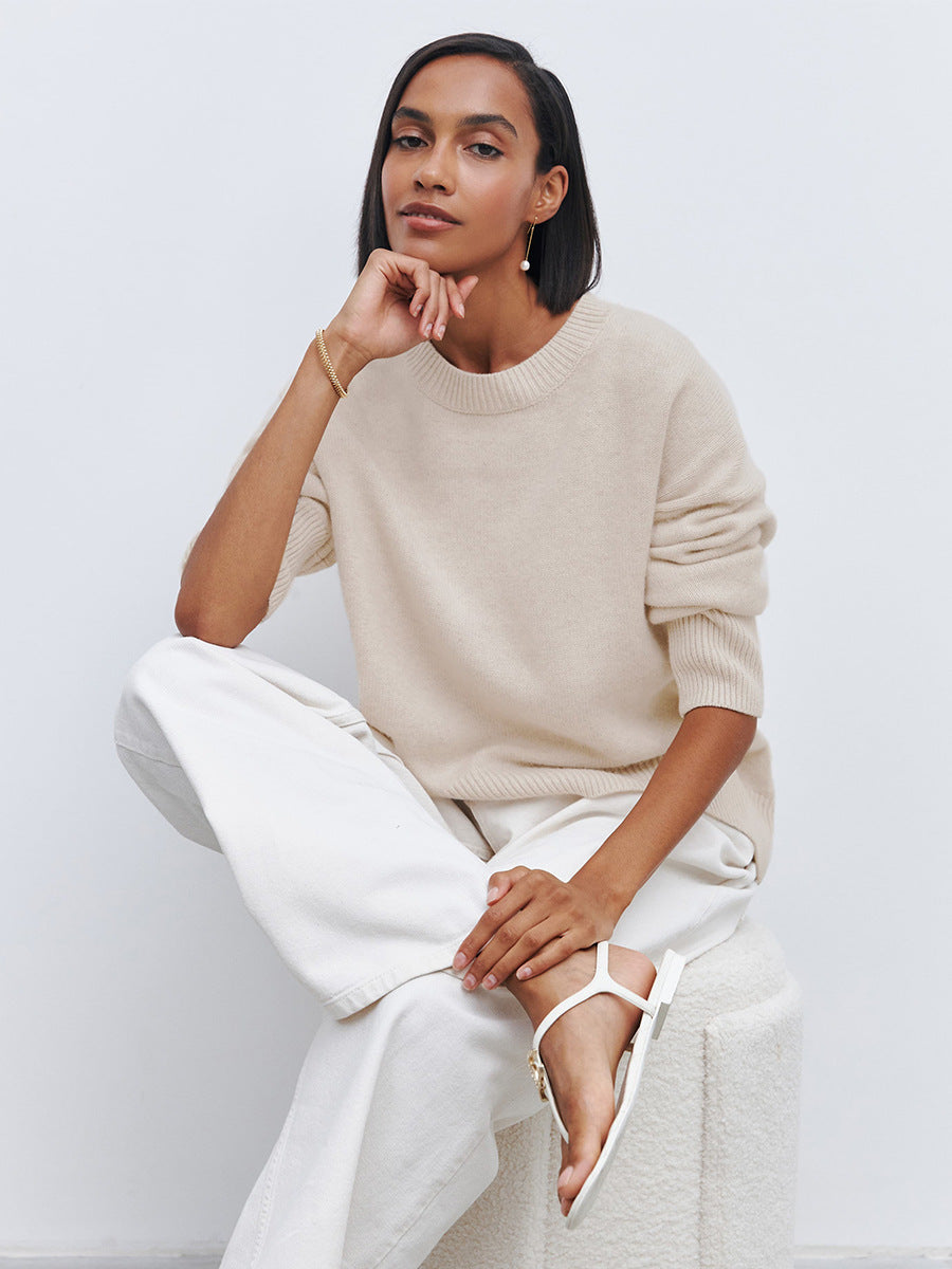 Women's Oversized Round Neck Long Sleeve Sweater