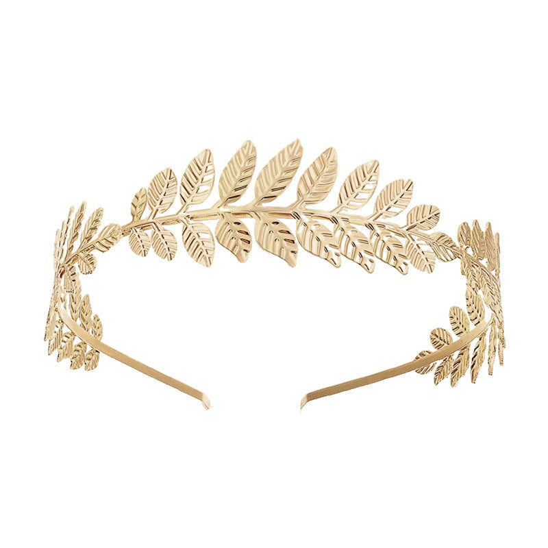 Gold Leaf Pearl Headband – Elegant Wire Wrap Hair Accessory for Women