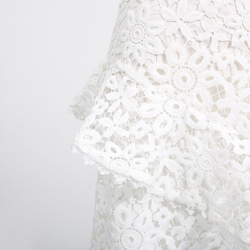 Women's Lace Sleeveless Top & Asymmetrical Skirt Set