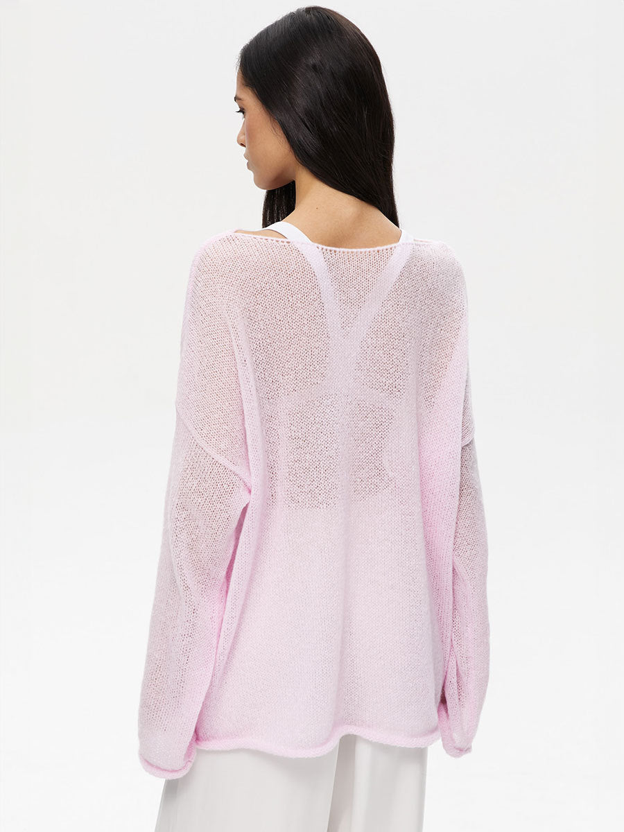 Casual See Through Knitted Long Sleeves Blouses