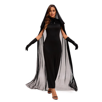 Halloween Vampire Witch Costume with Cape and Veil