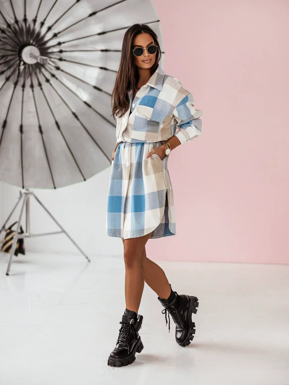 Fashion Colorful Plaid Women Overcoats