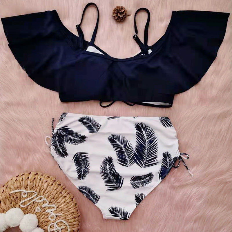 Women High Waist Off The Shoulder Plus Sizes Swimsuits